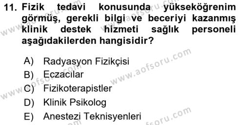 Sağlık Kurumları Yönetimi 2 Dersi 2023 - 2024 Yılı (Vize) Ara Sınavı 11. Soru