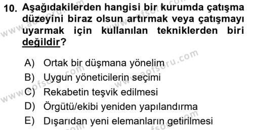 Sağlık Kurumları Yönetimi 2 Dersi 2023 - 2024 Yılı (Final) Dönem Sonu Sınavı 10. Soru