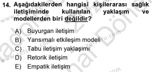 Sağlık Kurumları Yönetimi 2 Dersi 2023 - 2024 Yılı (Final) Dönem Sonu Sınavı 14. Soru