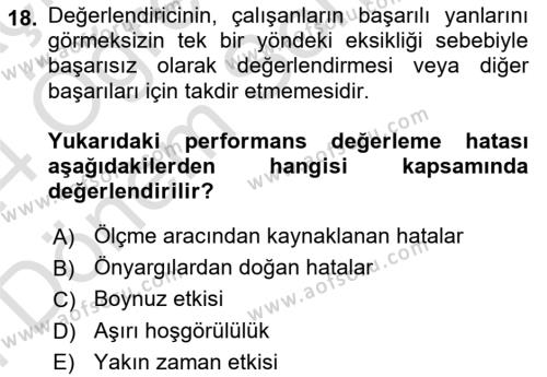 Sağlık Kurumları Yönetimi 2 Dersi 2023 - 2024 Yılı (Final) Dönem Sonu Sınavı 18. Soru