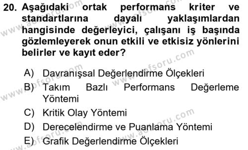 Sağlık Kurumları Yönetimi 2 Dersi 2023 - 2024 Yılı (Final) Dönem Sonu Sınavı 20. Soru