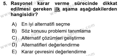 Sağlık Kurumları Yönetimi 2 Dersi 2023 - 2024 Yılı (Final) Dönem Sonu Sınavı 5. Soru