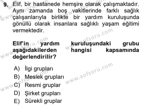 Sağlık Kurumları Yönetimi 2 Dersi 2023 - 2024 Yılı (Final) Dönem Sonu Sınavı 9. Soru