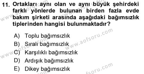 Sağlık Kurumları Yönetimi 2 Dersi 2023 - 2024 Yılı Yaz Okulu Sınavı 11. Soru