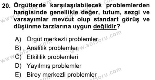 Sağlık Kurumları Yönetimi 2 Dersi 2023 - 2024 Yılı Yaz Okulu Sınavı 20. Soru