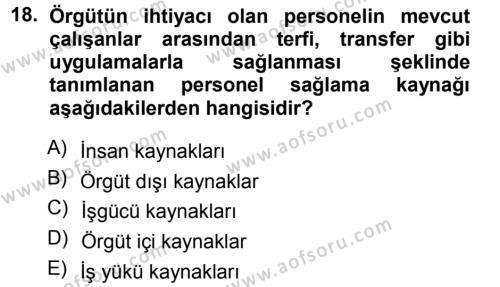 Sağlık Kurumlarında Operasyon Yönetimi Dersi 2014 - 2015 Yılı Tek Ders Sınavı 18. Soru