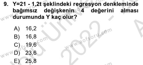 Sağlık Kurumlarında Operasyon Yönetimi Dersi 2022 - 2023 Yılı (Vize) Ara Sınavı 9. Soru