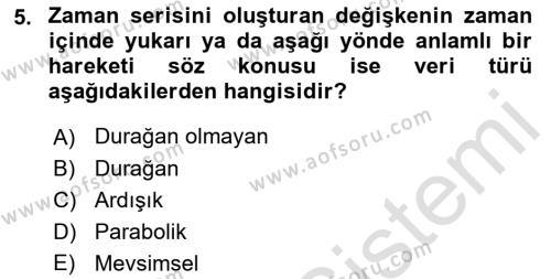 Sağlık Kurumlarında Operasyon Yönetimi Dersi 2022 - 2023 Yılı Yaz Okulu Sınavı 5. Soru