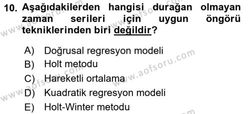 Sağlık Kurumlarında Operasyon Yönetimi Dersi 2023 - 2024 Yılı (Vize) Ara Sınavı 10. Soru