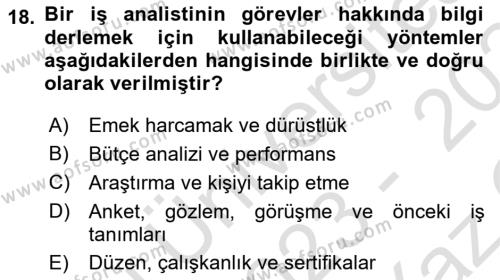 Sağlık Kurumlarında Operasyon Yönetimi Dersi 2023 - 2024 Yılı Yaz Okulu Sınavı 18. Soru