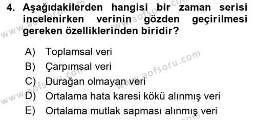 Sağlık Kurumlarında Operasyon Yönetimi Dersi 2023 - 2024 Yılı Yaz Okulu Sınavı 4. Soru