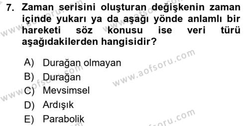 Sağlık Kurumlarında Operasyon Yönetimi Dersi 2024 - 2025 Yılı (Vize) Ara Sınavı 7. Soru