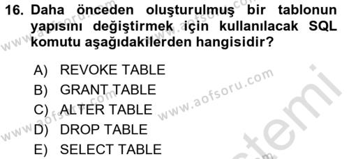 Sağlık Kurumlarında Bilgi Sistemleri Dersi 2023 - 2024 Yılı (Vize) Ara Sınavı 16. Soru