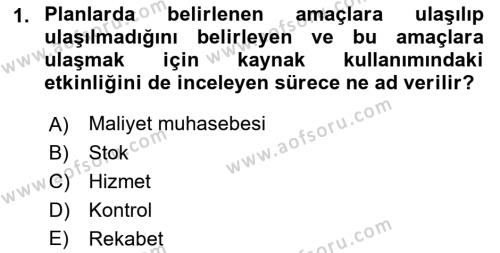 Sağlık İşletmelerinde Maliyet Yönetim Dersi 2022 - 2023 Yılı Yaz Okulu Sınavı 1. Soru