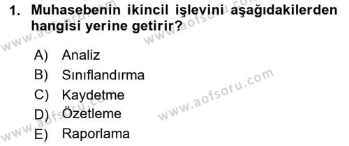 Sağlık İşletmelerinde Maliyet Yönetim Dersi 2023 - 2024 Yılı (Vize) Ara Sınavı 1. Soru