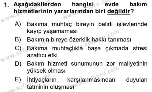 Bakım Elemanı Yetiştirme Ve Geliştirme Dersi 2018 - 2019 Yılı 3 Ders Sınavı 1. Soru