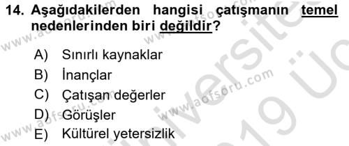 Bakım Elemanı Yetiştirme Ve Geliştirme Dersi 2018 - 2019 Yılı 3 Ders Sınavı 14. Soru