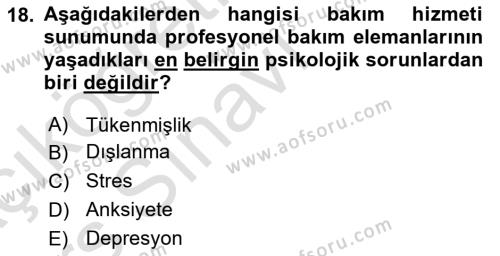 Bakım Elemanı Yetiştirme Ve Geliştirme Dersi 2018 - 2019 Yılı 3 Ders Sınavı 18. Soru