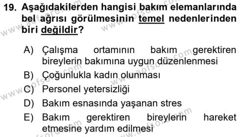 Bakım Elemanı Yetiştirme Ve Geliştirme Dersi 2018 - 2019 Yılı 3 Ders Sınavı 19. Soru