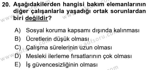 Bakım Elemanı Yetiştirme Ve Geliştirme Dersi 2018 - 2019 Yılı 3 Ders Sınavı 20. Soru