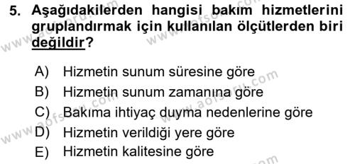 Bakım Elemanı Yetiştirme Ve Geliştirme Dersi 2018 - 2019 Yılı 3 Ders Sınavı 5. Soru