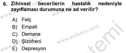 Bakım Elemanı Yetiştirme Ve Geliştirme Dersi 2018 - 2019 Yılı 3 Ders Sınavı 6. Soru