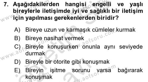 Bakım Elemanı Yetiştirme Ve Geliştirme Dersi 2018 - 2019 Yılı 3 Ders Sınavı 7. Soru