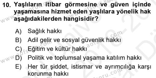 Bakım Elemanı Yetiştirme Ve Geliştirme Dersi 2018 - 2019 Yılı (Vize) Ara Sınavı 10. Soru