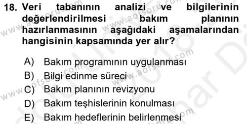 Bakım Elemanı Yetiştirme Ve Geliştirme Dersi 2018 - 2019 Yılı (Vize) Ara Sınavı 18. Soru