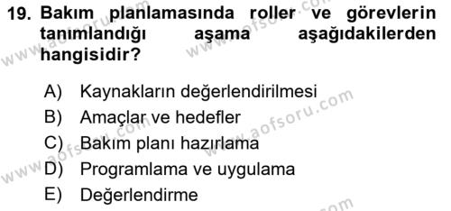 Bakım Elemanı Yetiştirme Ve Geliştirme Dersi 2018 - 2019 Yılı (Vize) Ara Sınavı 19. Soru