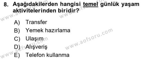 Bakım Elemanı Yetiştirme Ve Geliştirme Dersi 2018 - 2019 Yılı (Vize) Ara Sınavı 8. Soru