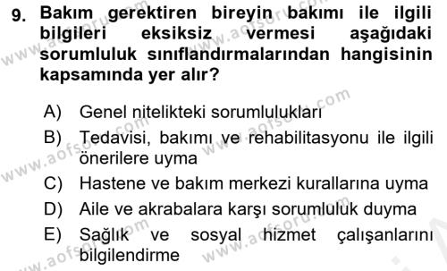 Bakım Elemanı Yetiştirme Ve Geliştirme Dersi 2018 - 2019 Yılı (Vize) Ara Sınavı 9. Soru