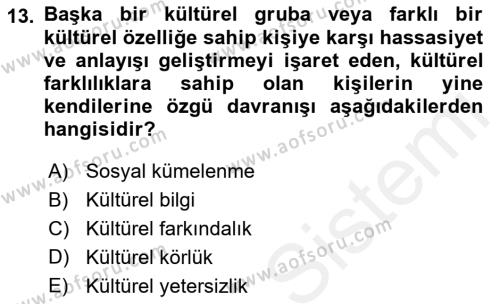 Bakım Elemanı Yetiştirme Ve Geliştirme Dersi 2018 - 2019 Yılı (Final) Dönem Sonu Sınavı 13. Soru