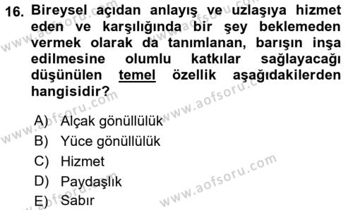 Bakım Elemanı Yetiştirme Ve Geliştirme Dersi 2018 - 2019 Yılı (Final) Dönem Sonu Sınavı 16. Soru