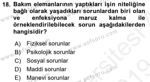 Bakım Elemanı Yetiştirme Ve Geliştirme Dersi 2018 - 2019 Yılı (Final) Dönem Sonu Sınavı 18. Soru