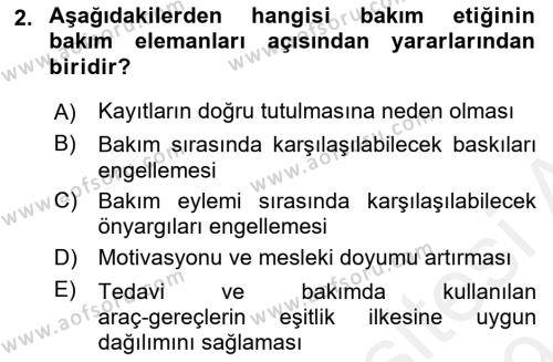 Bakım Elemanı Yetiştirme Ve Geliştirme Dersi 2018 - 2019 Yılı (Final) Dönem Sonu Sınavı 2. Soru