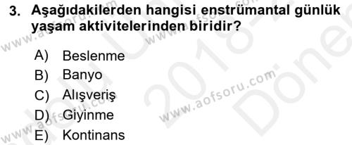 Bakım Elemanı Yetiştirme Ve Geliştirme Dersi 2018 - 2019 Yılı (Final) Dönem Sonu Sınavı 3. Soru