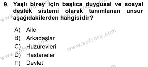 Bakım Elemanı Yetiştirme Ve Geliştirme Dersi 2018 - 2019 Yılı (Final) Dönem Sonu Sınavı 9. Soru