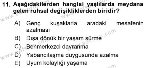 Bakım Elemanı Yetiştirme Ve Geliştirme Dersi 2018 - 2019 Yılı Yaz Okulu Sınavı 11. Soru