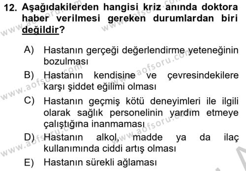 Bakım Elemanı Yetiştirme Ve Geliştirme Dersi 2018 - 2019 Yılı Yaz Okulu Sınavı 12. Soru