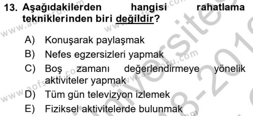 Bakım Elemanı Yetiştirme Ve Geliştirme Dersi 2018 - 2019 Yılı Yaz Okulu Sınavı 13. Soru