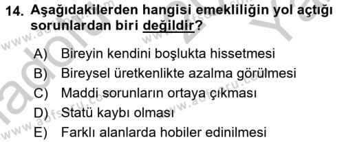 Bakım Elemanı Yetiştirme Ve Geliştirme Dersi 2018 - 2019 Yılı Yaz Okulu Sınavı 14. Soru