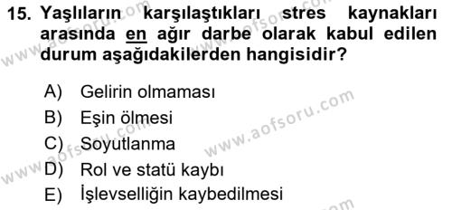 Bakım Elemanı Yetiştirme Ve Geliştirme Dersi 2018 - 2019 Yılı Yaz Okulu Sınavı 15. Soru