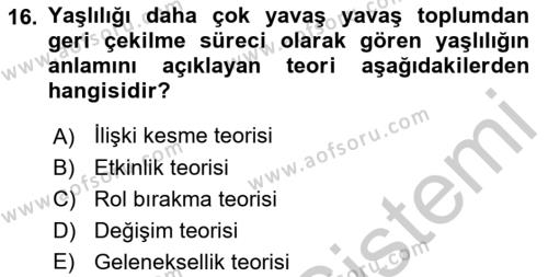 Bakım Elemanı Yetiştirme Ve Geliştirme Dersi 2018 - 2019 Yılı Yaz Okulu Sınavı 16. Soru