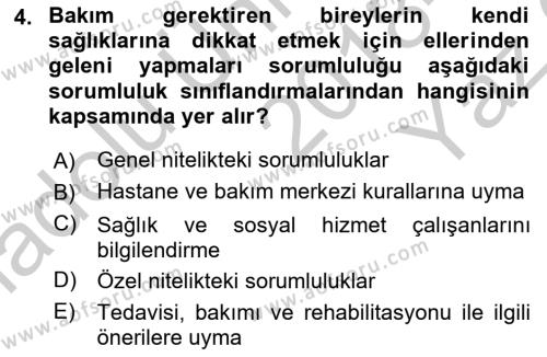 Bakım Elemanı Yetiştirme Ve Geliştirme Dersi 2018 - 2019 Yılı Yaz Okulu Sınavı 4. Soru