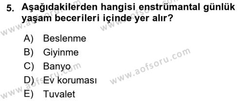 Bakım Elemanı Yetiştirme Ve Geliştirme Dersi 2018 - 2019 Yılı Yaz Okulu Sınavı 5. Soru