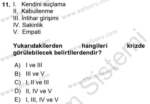 Bakım Elemanı Yetiştirme Ve Geliştirme Dersi 2020 - 2021 Yılı Yaz Okulu Sınavı 11. Soru