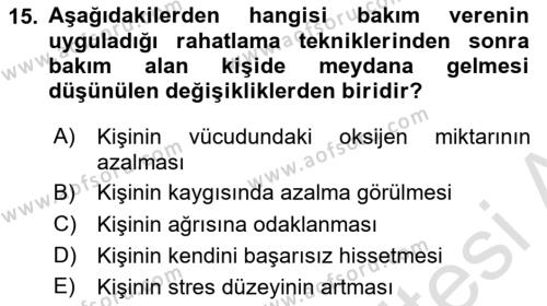 Bakım Elemanı Yetiştirme Ve Geliştirme Dersi 2020 - 2021 Yılı Yaz Okulu Sınavı 15. Soru