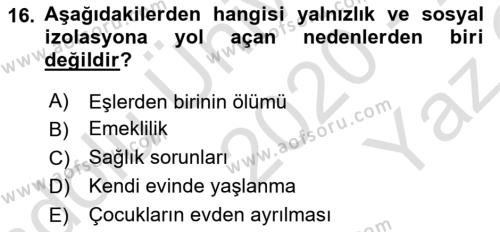 Bakım Elemanı Yetiştirme Ve Geliştirme Dersi 2020 - 2021 Yılı Yaz Okulu Sınavı 16. Soru