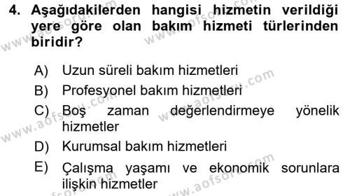 Bakım Elemanı Yetiştirme Ve Geliştirme Dersi 2020 - 2021 Yılı Yaz Okulu Sınavı 4. Soru